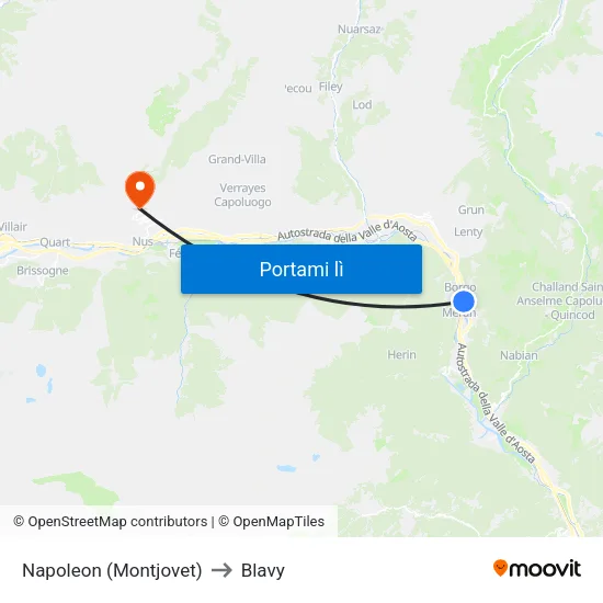 Napoleon (Montjovet) to Blavy map
