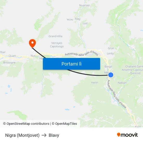 Nigra (Montjovet) to Blavy map