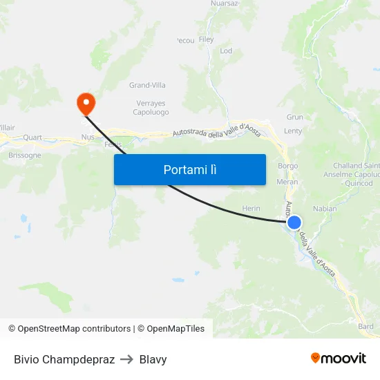 Bivio Champdepraz to Blavy map