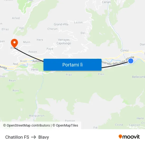 Chatillon FS to Blavy map