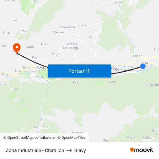 Zona Industriale - Chatillon to Blavy map