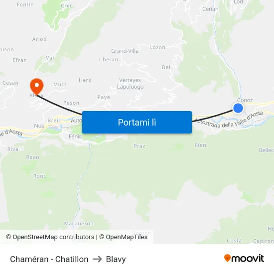 Chaméran - Chatillon to Blavy map