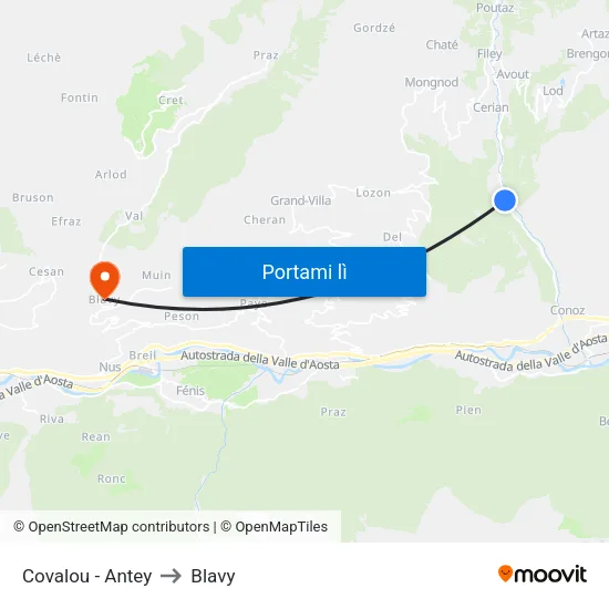 Covalou - Antey to Blavy map
