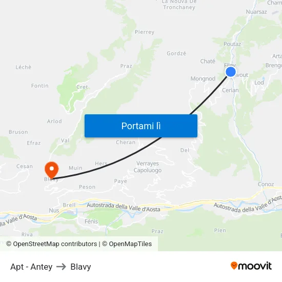 Apt - Antey to Blavy map