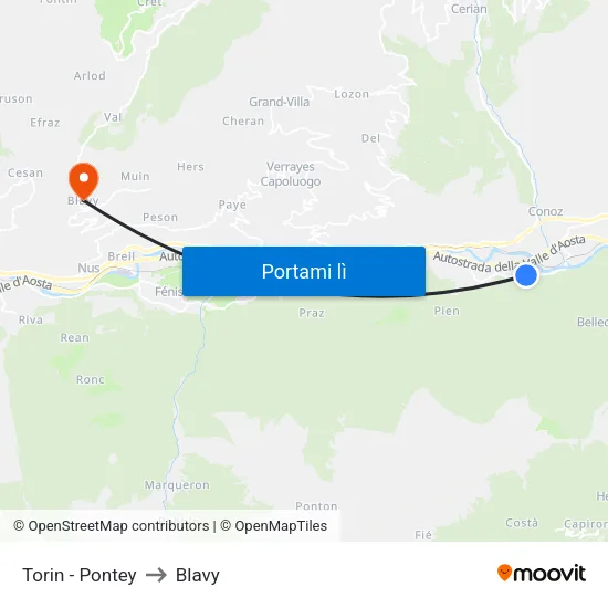 Torin - Pontey to Blavy map
