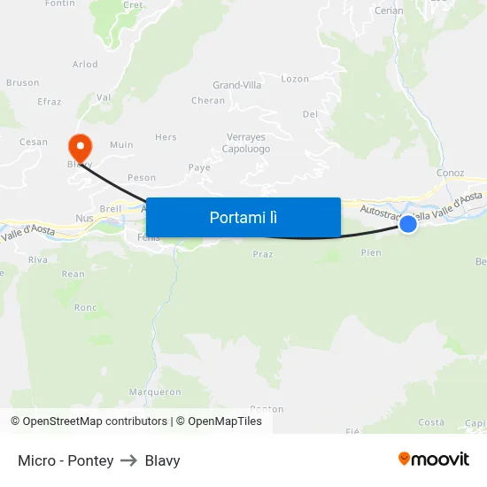 Micro - Pontey to Blavy map