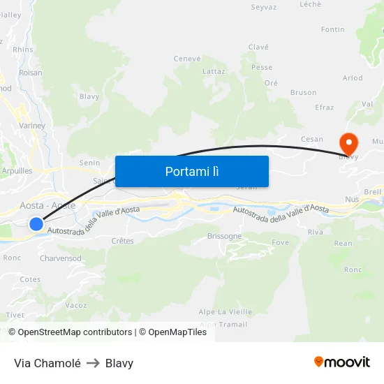 Via Chamolé to Blavy map
