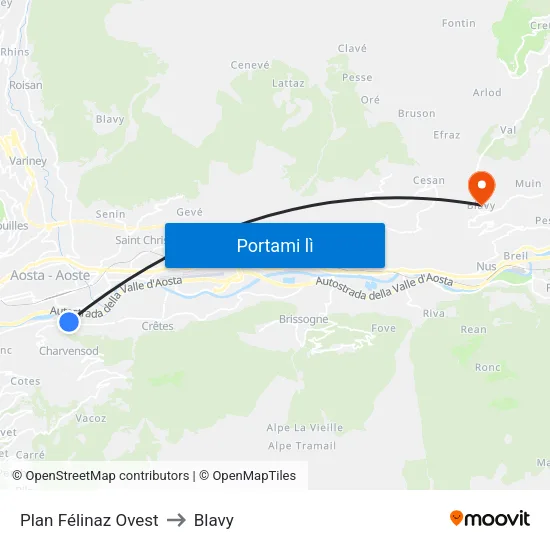 Plan Félinaz Ovest to Blavy map