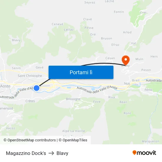 Magazzino Dock's to Blavy map