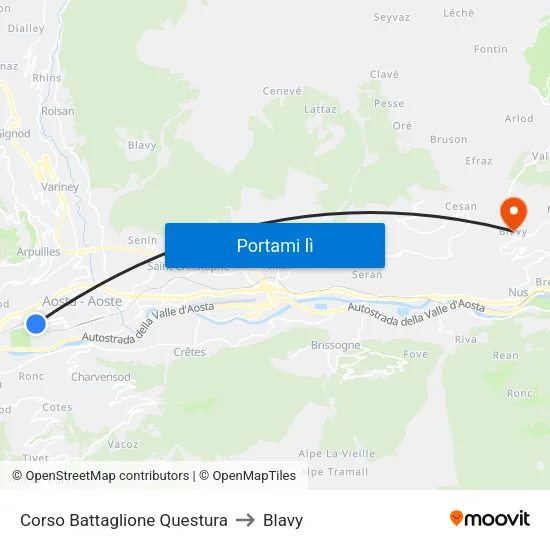 Corso Battaglione Questura to Blavy map