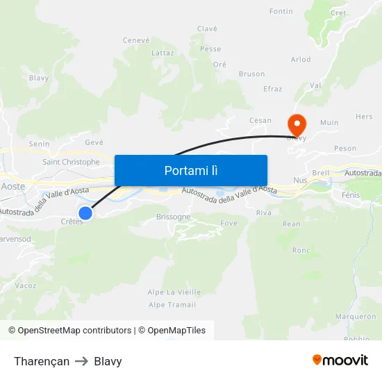 Tharençan to Blavy map