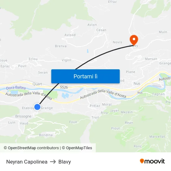 Neyran Capolinea to Blavy map