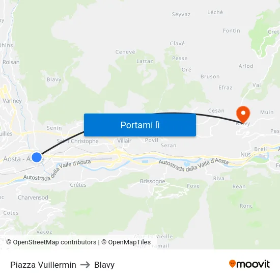 Piazza Vuillermin to Blavy map