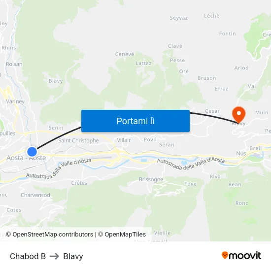 Chabod B to Blavy map