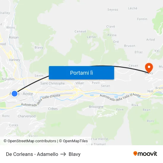 De Corleans - Adamello to Blavy map