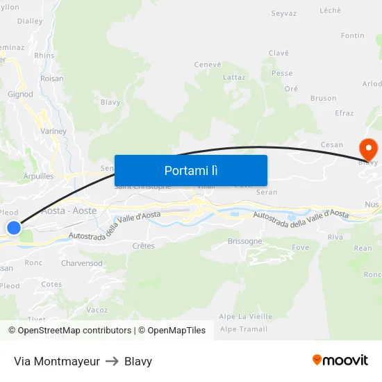Via Montmayeur to Blavy map
