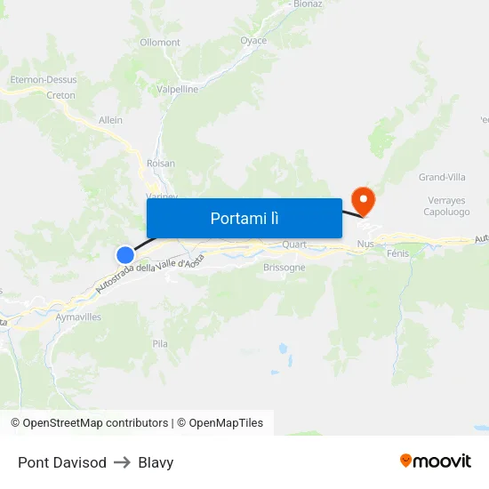 Pont Davisod to Blavy map