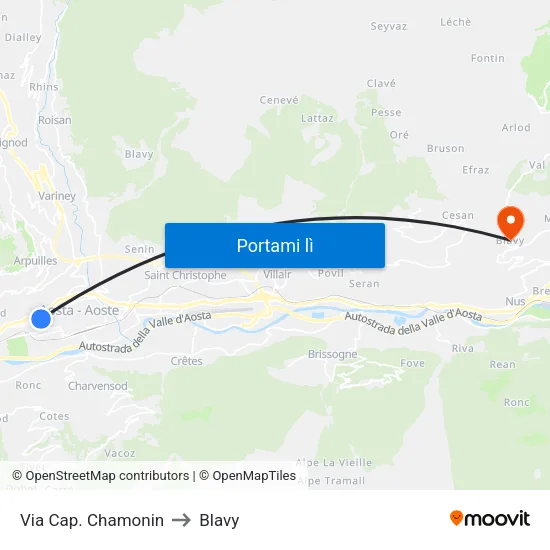 Via Cap. Chamonin to Blavy map