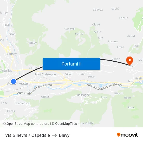 Via Ginevra / Ospedale to Blavy map