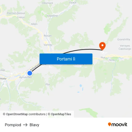 Pompiod to Blavy map