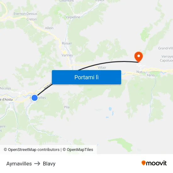 Aymavilles to Blavy map