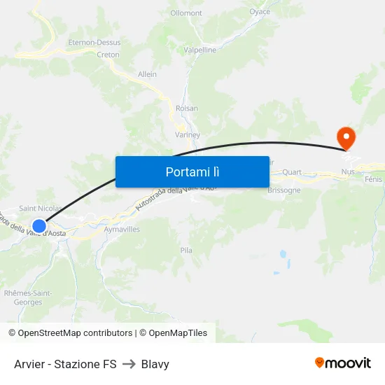 Arvier - Stazione FS to Blavy map