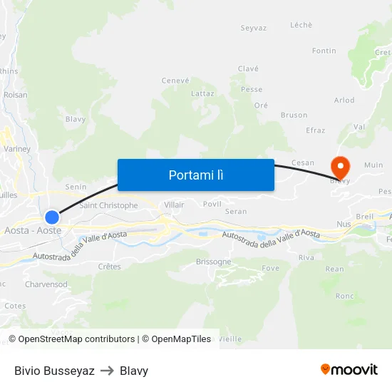 Bivio Busseyaz to Blavy map