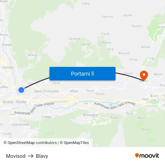 Movisod to Blavy map