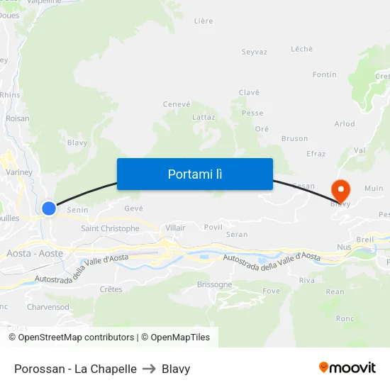Porossan - La Chapelle to Blavy map