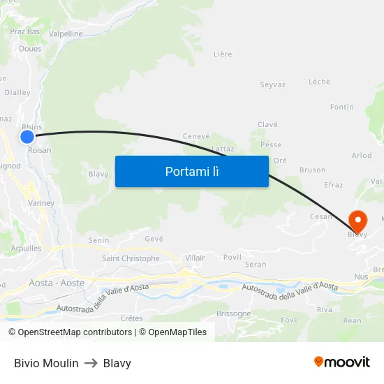 Bivio Moulin to Blavy map