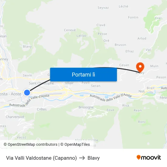 Via Valli Valdostane (Capanno) to Blavy map