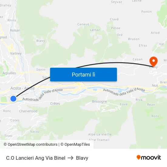 C.O Lancieri Ang Via Binel to Blavy map