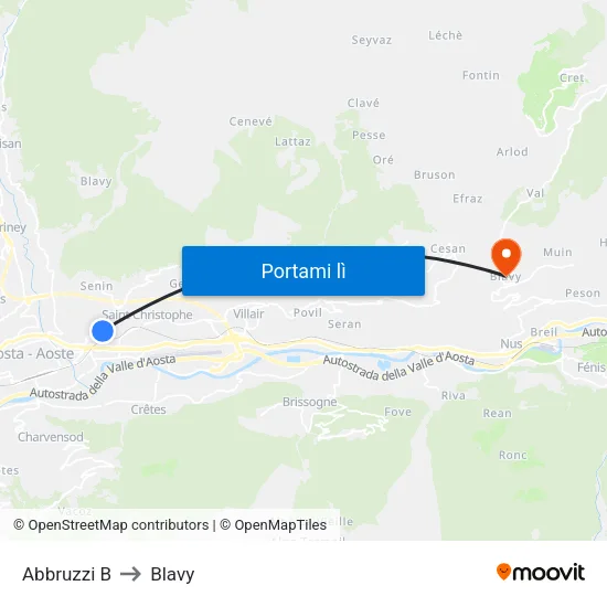 Abbruzzi B to Blavy map