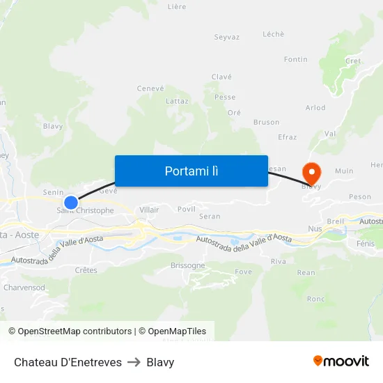 Chateau D'Enetreves to Blavy map