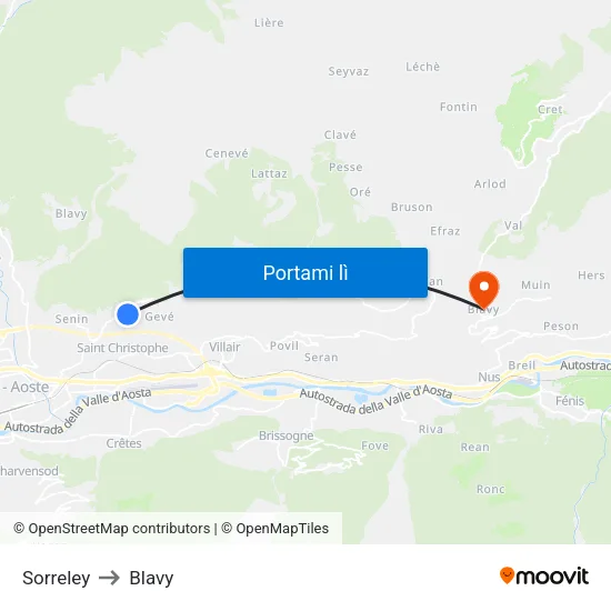 Sorreley to Blavy map