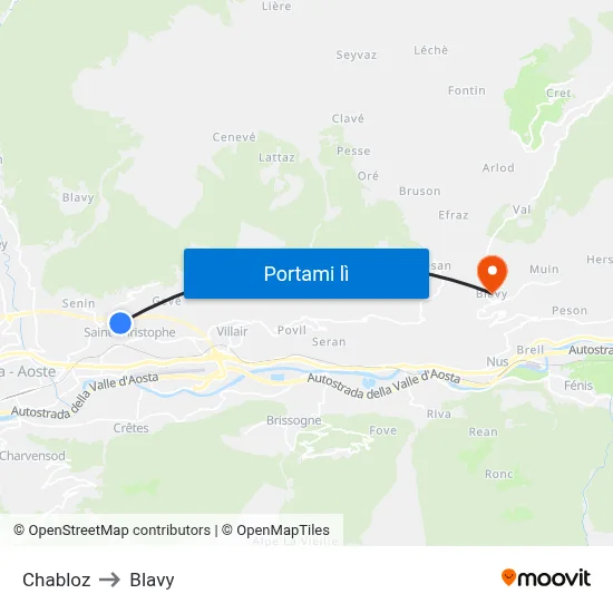 Chabloz to Blavy map