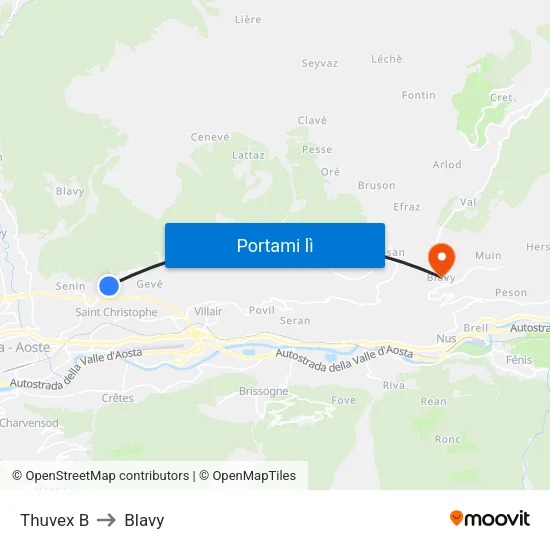 Thuvex B to Blavy map