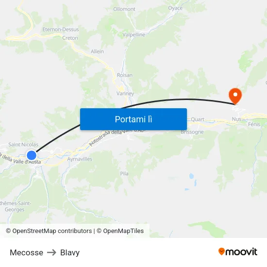 Mecosse to Blavy map