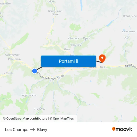 Les Champs to Blavy map