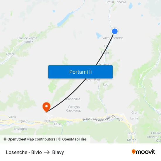 Losenche - Bivio to Blavy map