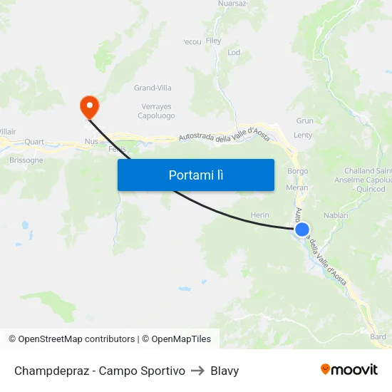 Champdepraz - Campo Sportivo to Blavy map