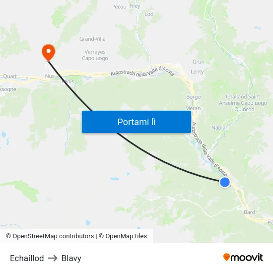 Echaillod to Blavy map