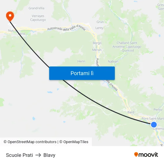 Scuole Prati to Blavy map