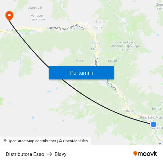 Distributore Esso to Blavy map