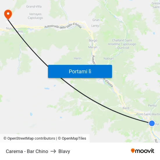 Carema - Bar Chino to Blavy map