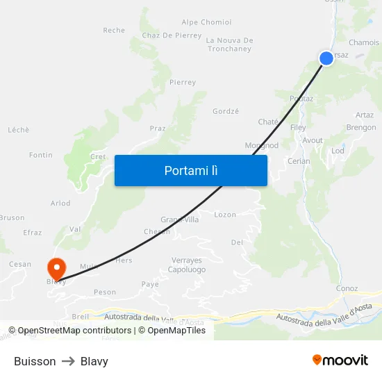 Buisson to Blavy map