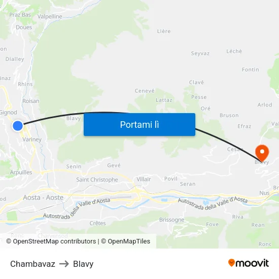 Chambavaz to Blavy map