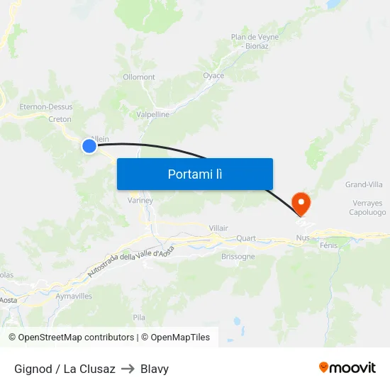 Gignod / La Clusaz to Blavy map