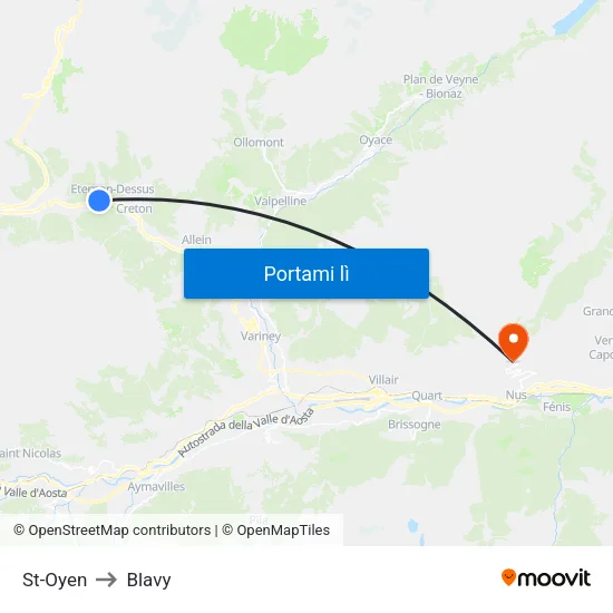 St-Oyen to Blavy map