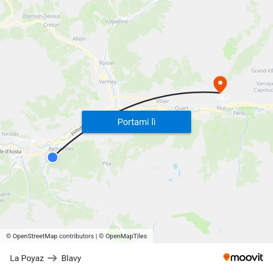 La Poyaz to Blavy map